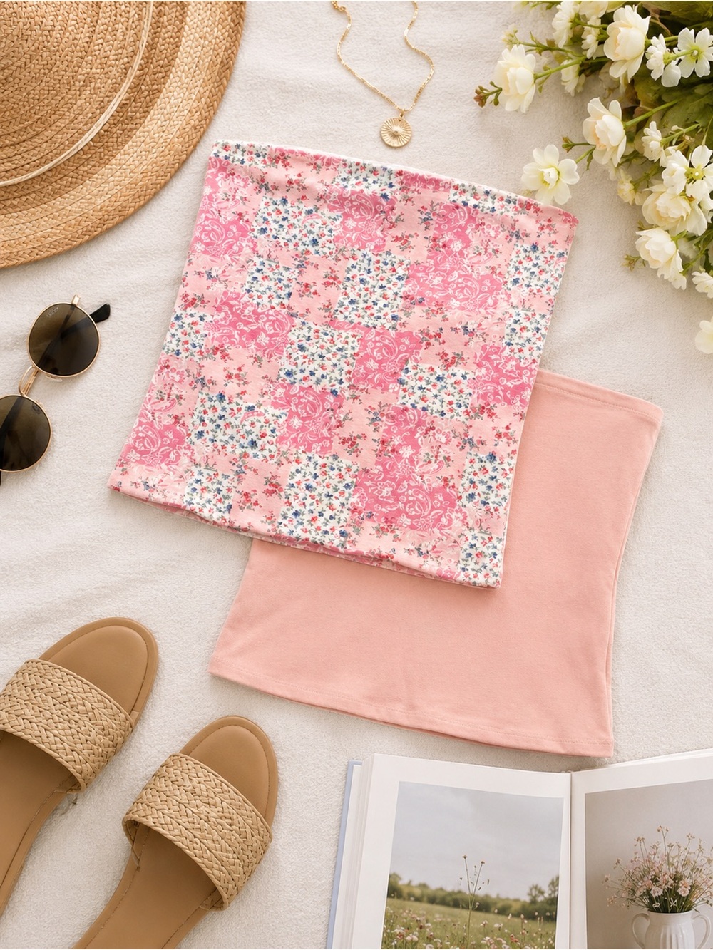 Abercrombie & Fitch Reversible Pink Floral Patchwork Tube Top Size Small